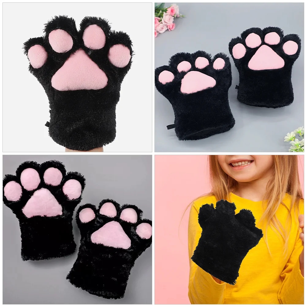 Bear Claw Handschoenen Pluche Cat Paw Wand Thermisch Zwart voor kinderen Wanten Dierenhangmat