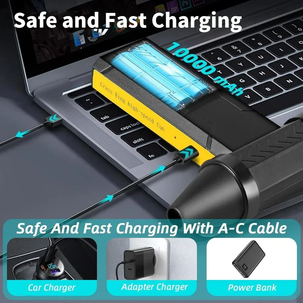 Electric Air Blower Turbo Jet Fan 160000 RPM Brushless Motor High-Speed Dust Blower Powerful Violent Fan for Cleaning