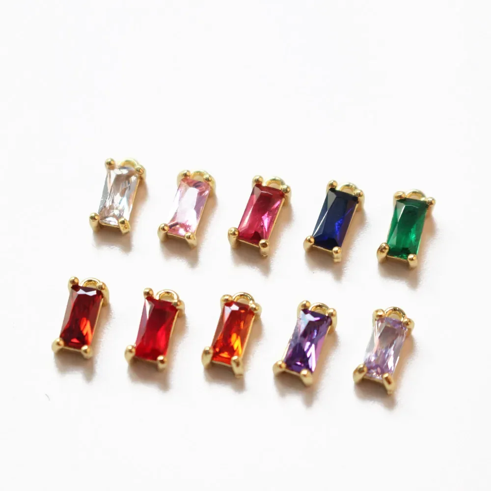 

6pcs 18K Gold Plated rectangular zircon Jewelry Findings Supplies Diy Earrings Making Charms Components accessories