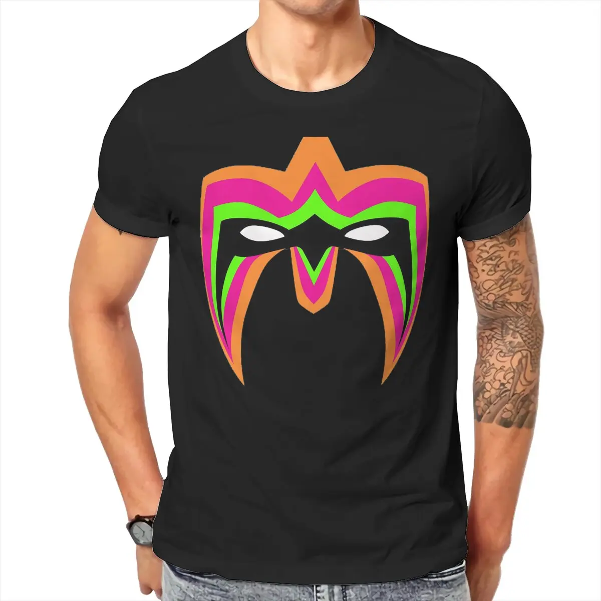 Hot selling in Summer Unisex T-shirts Wrestling Creative Ultimate Warrior Mask Novelty Cool T-shirt Street Clothing S-6XL