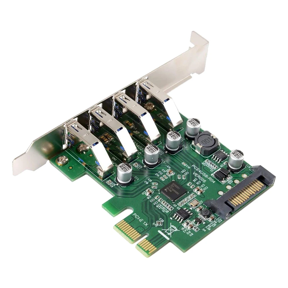 ONNL Low Profile 4 Ports PCI-E to USB 3.0 HUB PCI Express Expansion Card Adapter 5Gbps USB1.1/2.0/3.0 Operating Systems