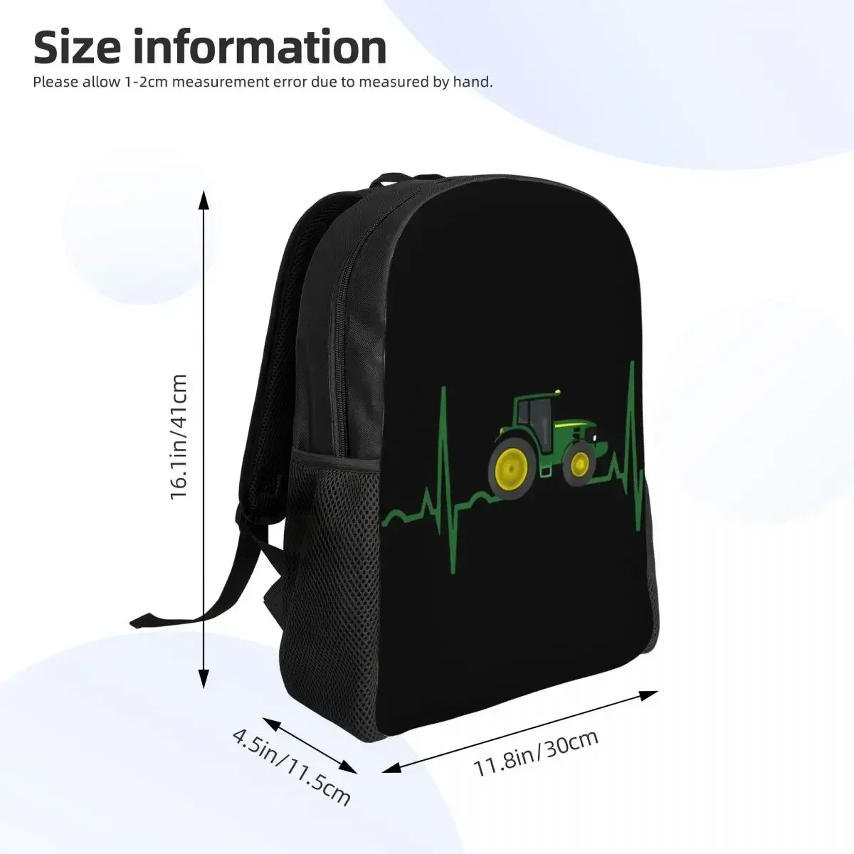 Tractor Heartbeat Laptop Backpack Women Men Fashion Bookbag for School College Students Bag