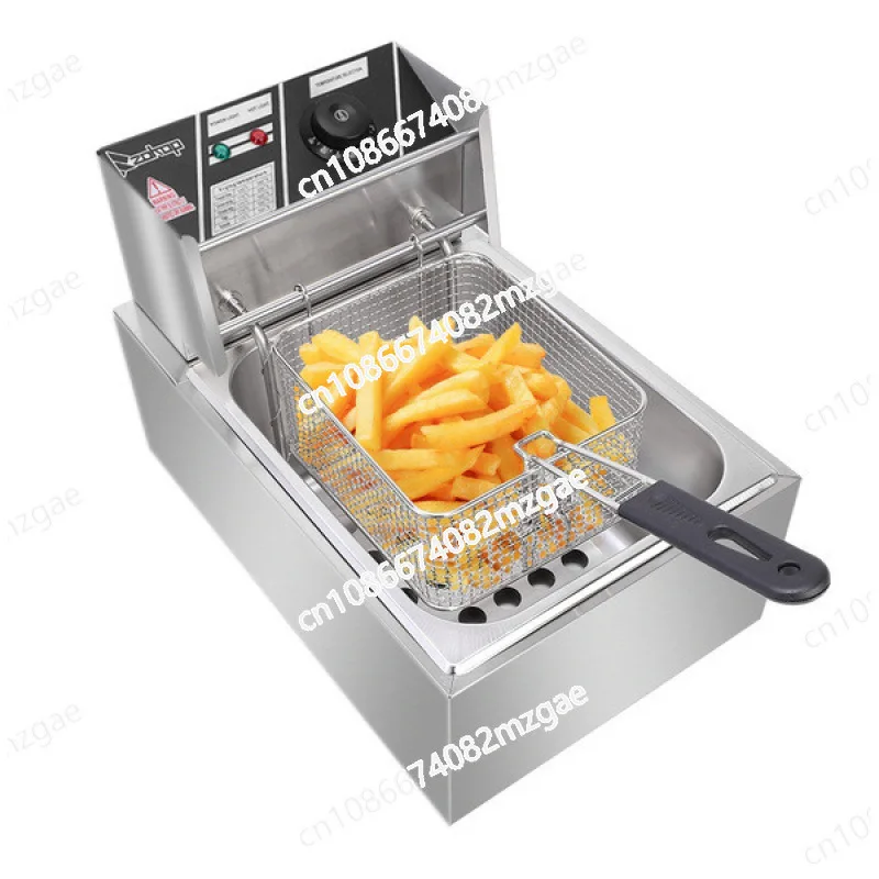 220V Stainless Steel Commercial Electric Fryer Single Cylinder Smokeless Chicken Dough French Fries Fryer
