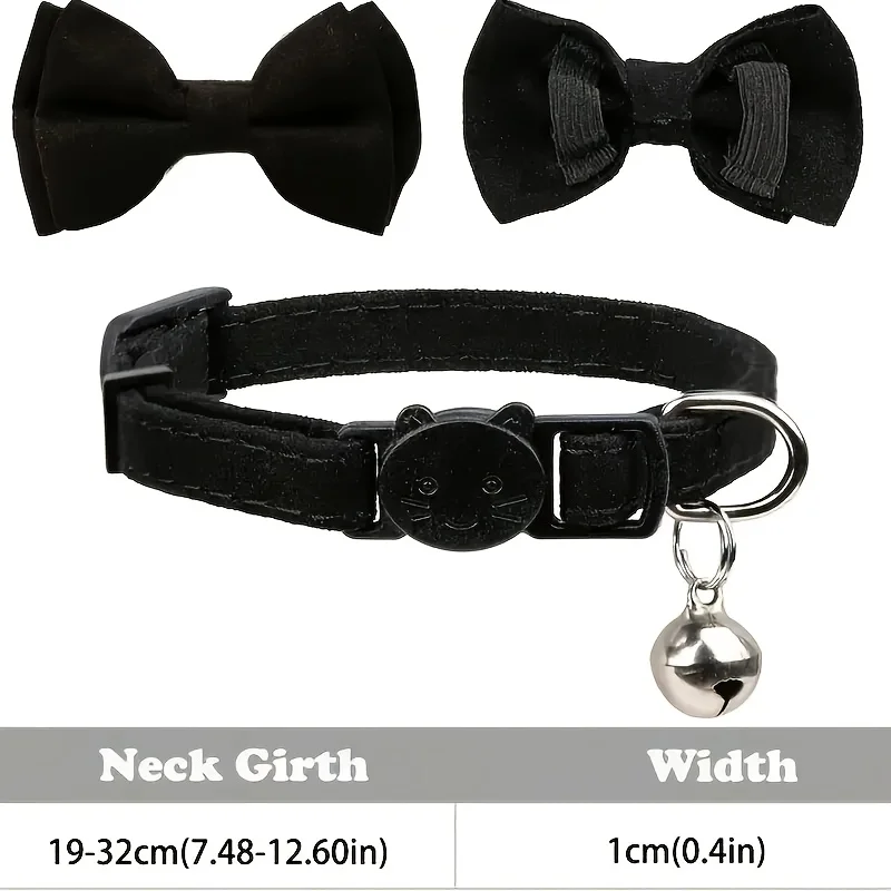 Customizable Polyester Cat Bow Tie Collar Soft Adjustable Engraved ID Name Tag Detachable Bow Bell