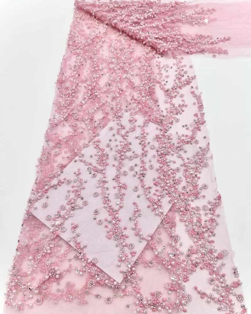 Africa Nigerian Beaded French Mesh Lace With Sequins High Quality 2025 Embroidery Lace Sequins Lace For Wedding Dresses Women