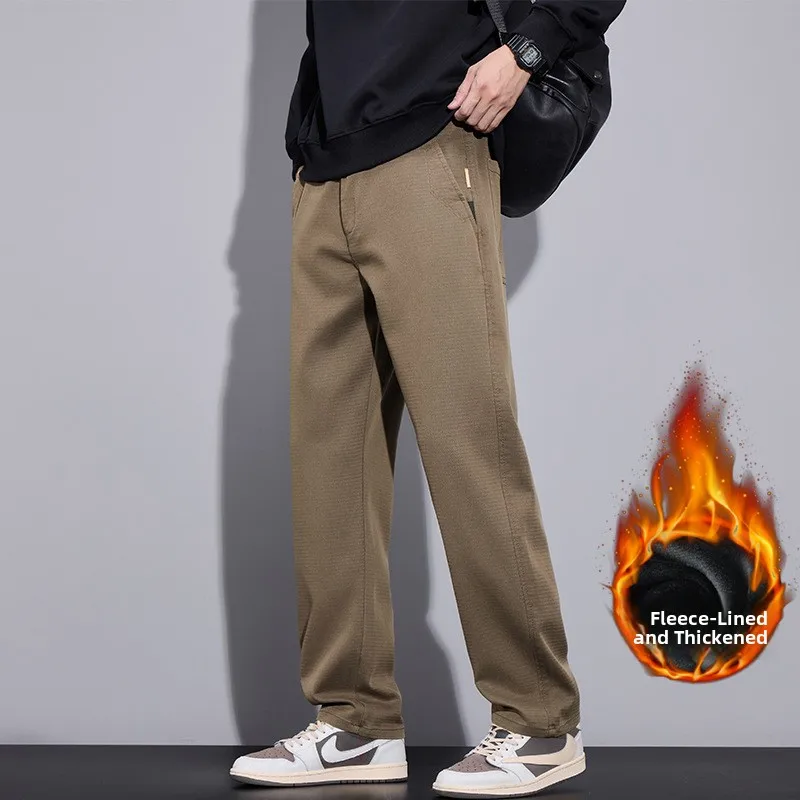 

Warm Fce Lined Loose Fit Spor Straight Leg Casual Pants for Men Faionable Versatile Comfortable Youthful Sle