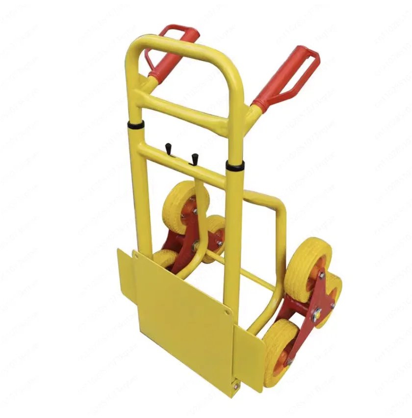 High quality and durable six-wheel metal ladder car double handle trolley