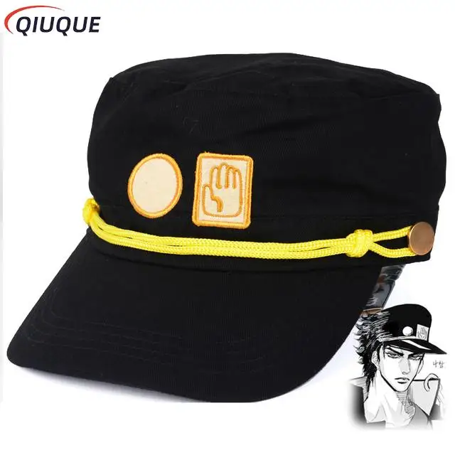 JoJo's Bizarre Adventure Cosplay Hat Jotaro Kujo Joseph Caps jojos Army Military Hats JOJO Caps with Badges Anime Around Props image 4