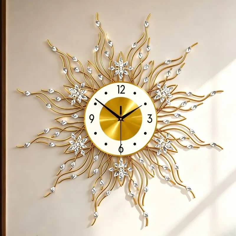 DIY Metal Wall Clock Vintage Flower Clocks Luxury Modern Home Decor Walls Clocks Bedroom Aesthetic Silent Movement Wall Watch
