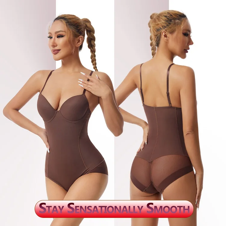 Plus Size Bodyshaping Slimming Bodysuit Post-Operative Belly Hip Lifting with Bra Pads Waist Control for Women