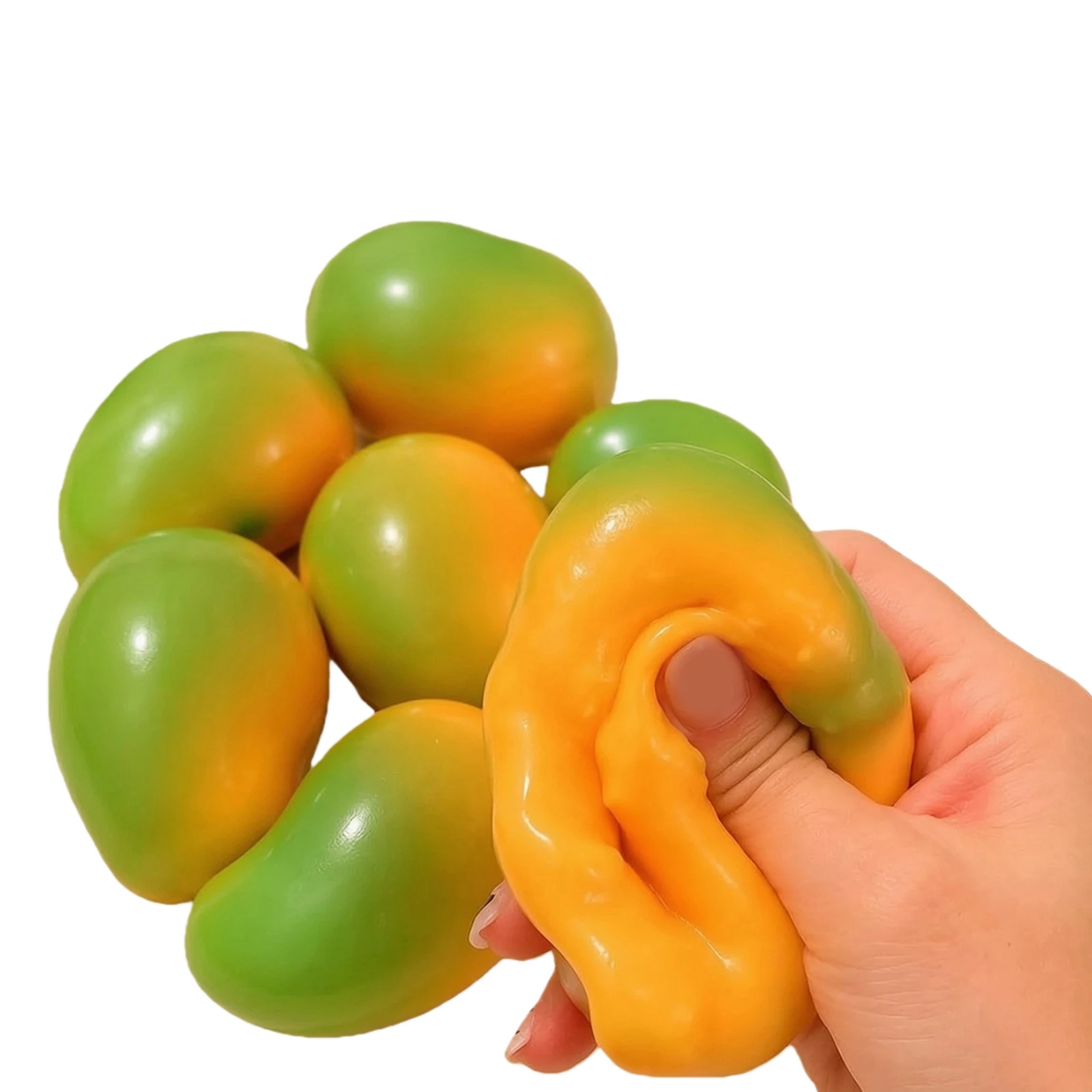 Crunchy Mango Squeeze Toys Color-Changing Mango Fidgets Toy Handmade Crispy Food Stress Ball for Party Favors & Holiday Gifts