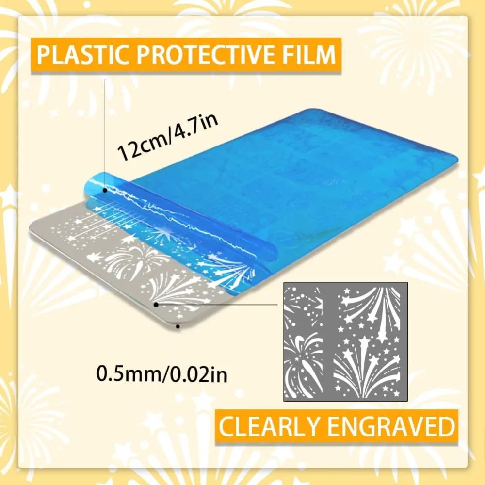 3pcs Fireworks Nail Stamping Plates Celebration Fireworks Nail Stamper Holiday Nail Art Stencils Print Nail Stencils Stainless