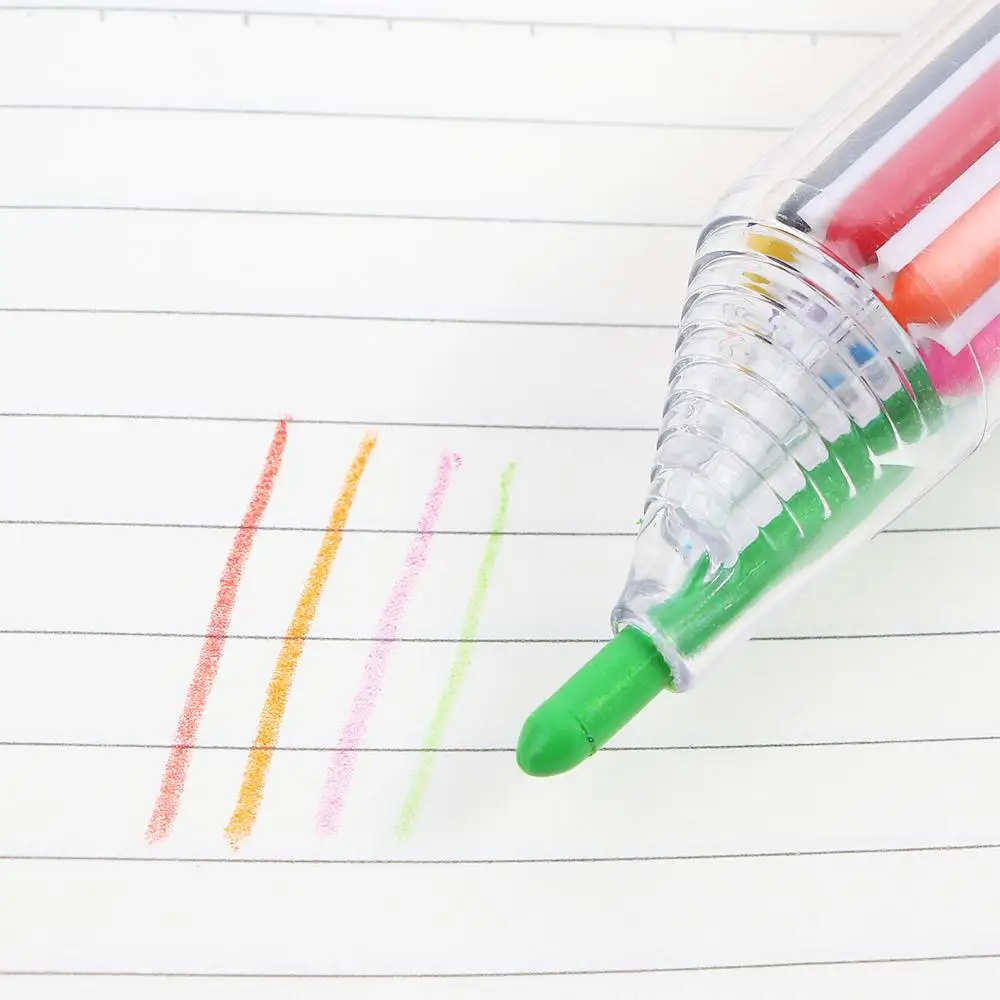8in1 Painting Pens Graffiti Tool Children Push Style Colored Pencil Multicolor Crayons Highlighter Marker Pen Oil Pastel