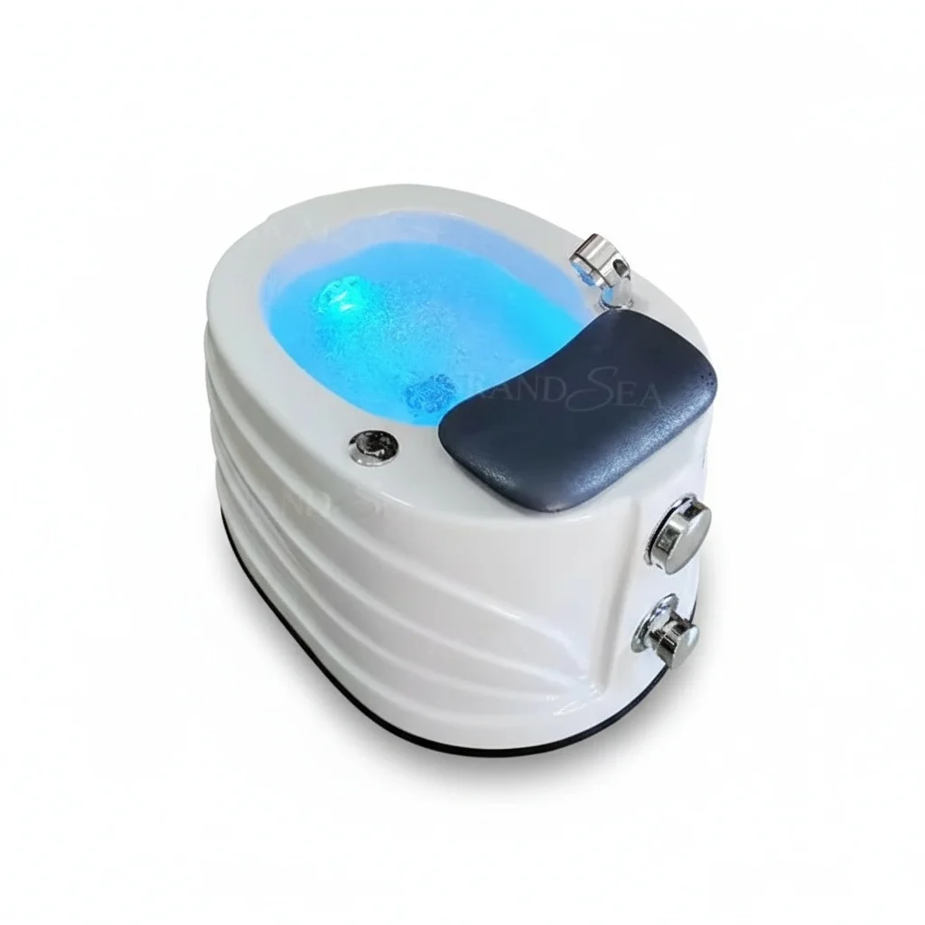 

Foot Therapy Bowl, Acrylic Fiberglass 570x570x330mm Pedicure Massage Basin, Heavy Duty Freestanding Foot Spa Sink for Nail Salon