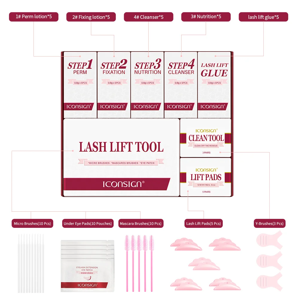 ICONSIGN Wimper Lifting Sachet Set Lash Lift Kit Onafhankelijke Pouch 5 tot 8 Minuten Snelle Wimper Perm Ogen Makeup Tools