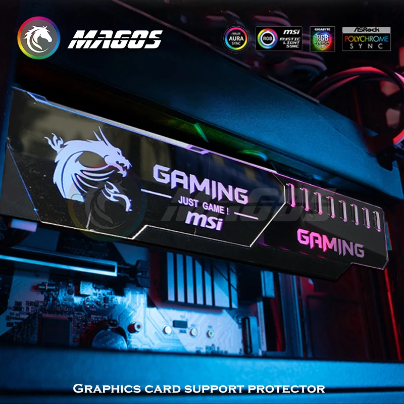 Graphics Card Support ARGB Mirror Cover Plate GPU Protector Stand Holder ROG MSI AROUS AMD NVIDIA Logos Light Motherboard SYNC