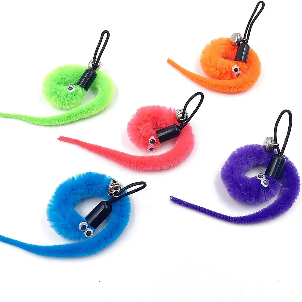 Cat Feather Toy Acessórios Falso Mouse Worm Toy com Bell Kitten cat Toys Interactive Substituição Refill Foam Ball Training