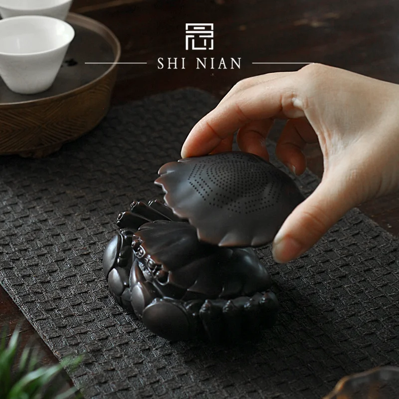 

Inteated Purple Clay Crab Tea Strainer One-Piece Cerc Filter Tea Pet Display Tea Filter Sieve Fun General Tea Tableware