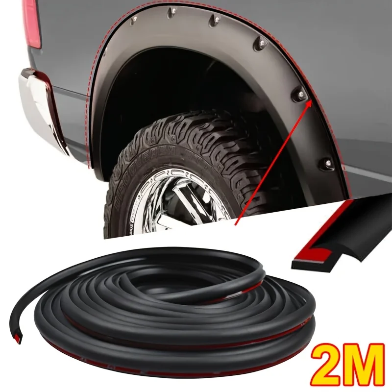 2m/7ft Fender Flare Rubber Seal, Fender Flares Edge Trim, T-Style Universal Rubber Gasket for Car and Truck Wheel Wells