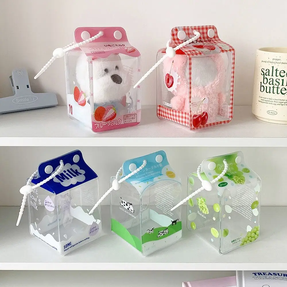 Cartoon PVC Doll Display Bag Clear With Lanyard Cotton Doll Out Bag 10cm Doll Storage Doll Protective Pouch Outdoor Travel