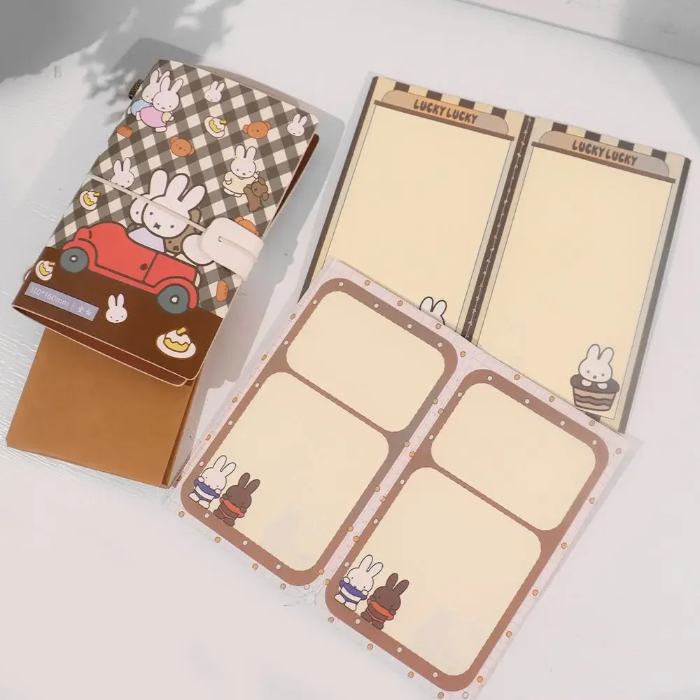 B6 Kawaii Anime Miffy Notebook Cute Cartoon Miffy Pages Cute Strap Notebook Leather Diary Book  Student Account Book
