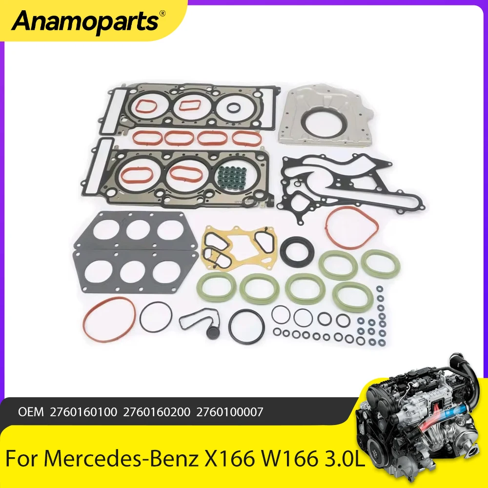 Engine Overhaul Head Gasket Set Repair Seals Kit Fit 3.0 L For Mercedes-Benz X166 W166 W221 C207 M276 3.0L 2760160200