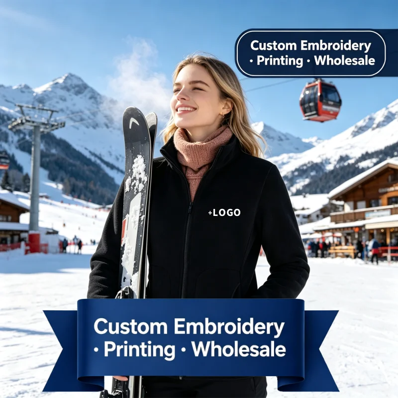 Winter Fleece Jacket Custom Embroidery Printing Wholesale Direct Supply Stand Collar Full Zip Cozy Warm Daily