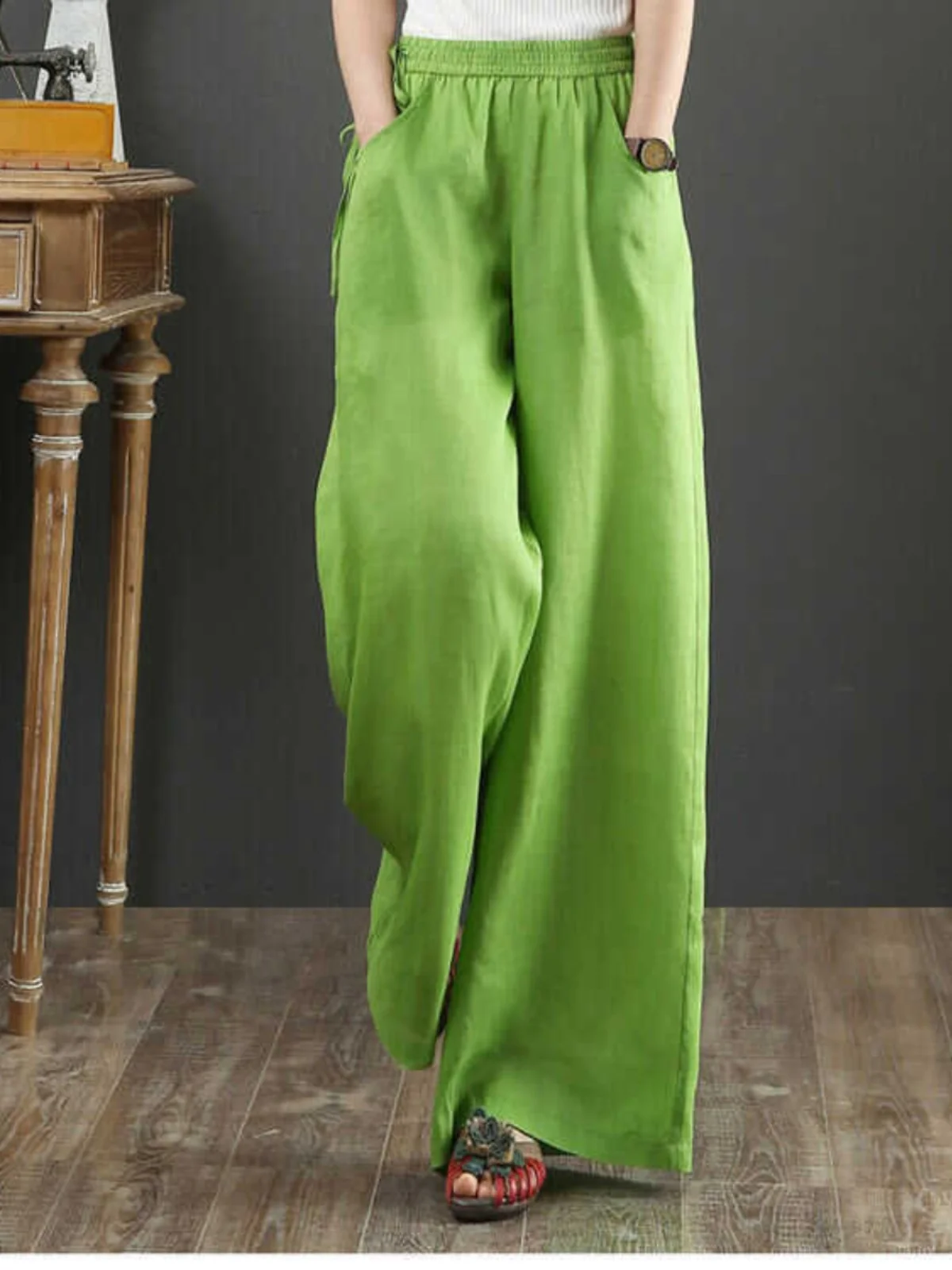 신상 중국 스타일 여성 린넨 스트레이트 레그 캐주얼 팬츠 여름 얇은 예술적 코튼 린넨 와이드 레그 롱 팬츠