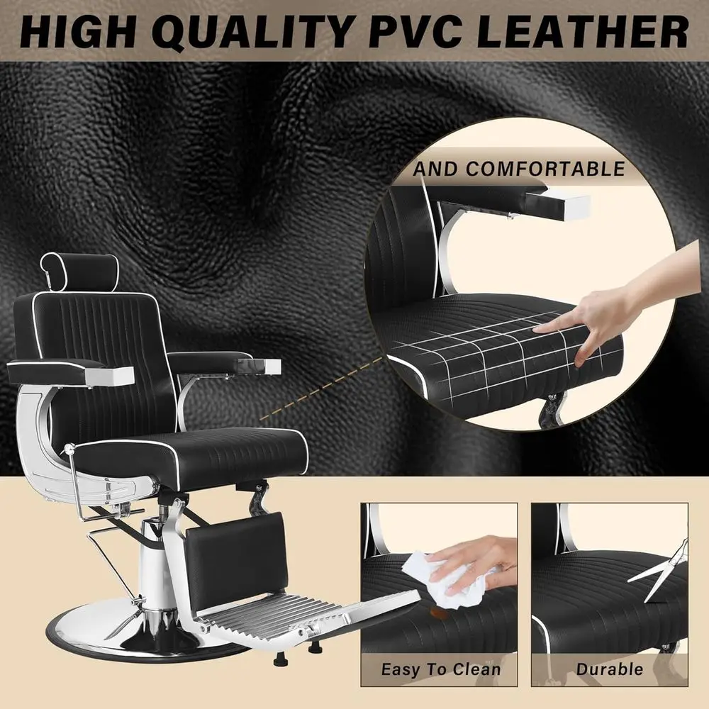Poltrona da barbiere idraulica reclinabile per saloni - Sedile per stilista ergonomico per parrucchieri e trattamenti di bellezza