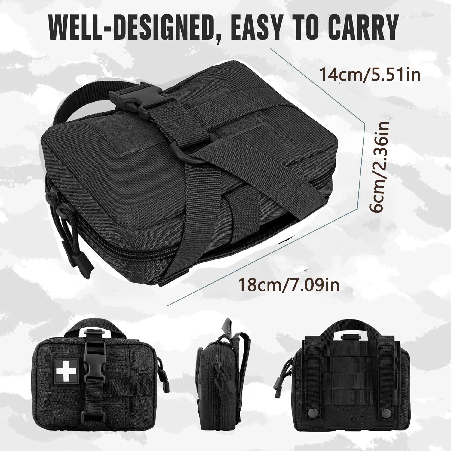 حقيبة EMT التكتيكية، ترقية IFAK مجموعة الإسعافات الأولية القابلة للتمزيق، حزام صغير تكتيكي للإسعافات الأولية، حقيبة طبية مولي