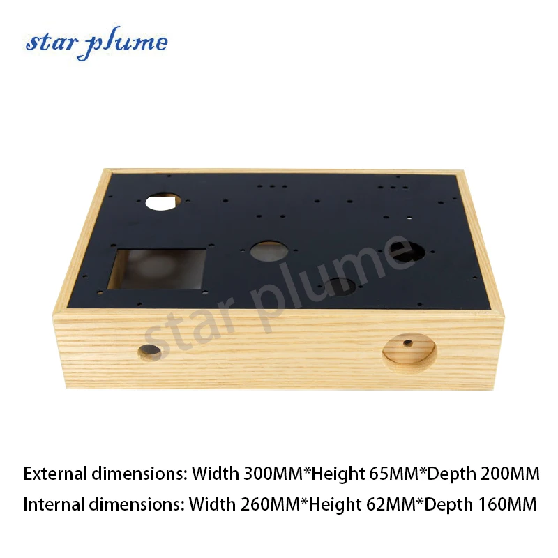 

300*65*200mm Ash Wood Frame Aluminum Amplifier Case Solid Wood Chassis 6v6/6P6P Vacuum Tube Amplifier Chassis Shell DIY Box