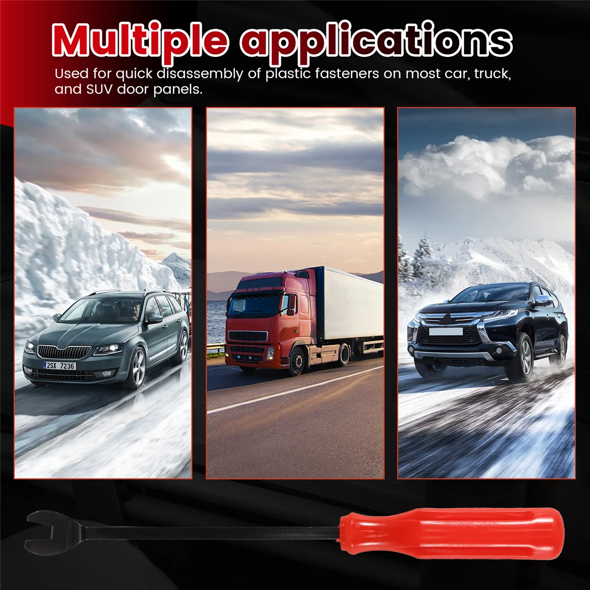 Clip de ajuste Interior de puerta de coche, herramienta removedora de Clip de sujeción de tapicería de Panel, destornillador, extractor de clavos, 6 pulgadas, Rojo