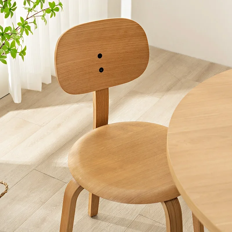 Chaise de salle à manger moderne et simple en bois massif, petite chaise de négociation à dossier de styliste nordique