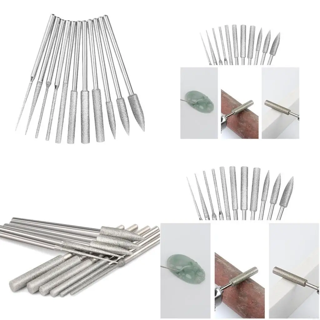 

964e 11pcs Diamonds Mounted Point Set с 1/8 -дюймовыми бриллиантами Shanks Brandings просты для работы для скульптурирования и