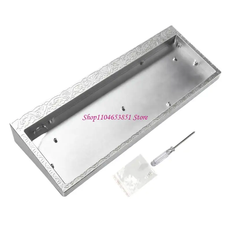 Mechanical Keyboard Build Case in Aluminum, Raised Border Pattern and Internal Posts for EV63 GH60 Desktop Keyboard Arrangement 
