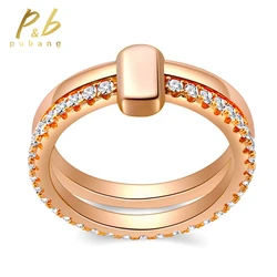 PuBang 18K oro rosa massiccio 925 Sterling Silver creato Moissanite Diamond Cocktail Ring per le donne regali di anniversario gioielleria raffinata