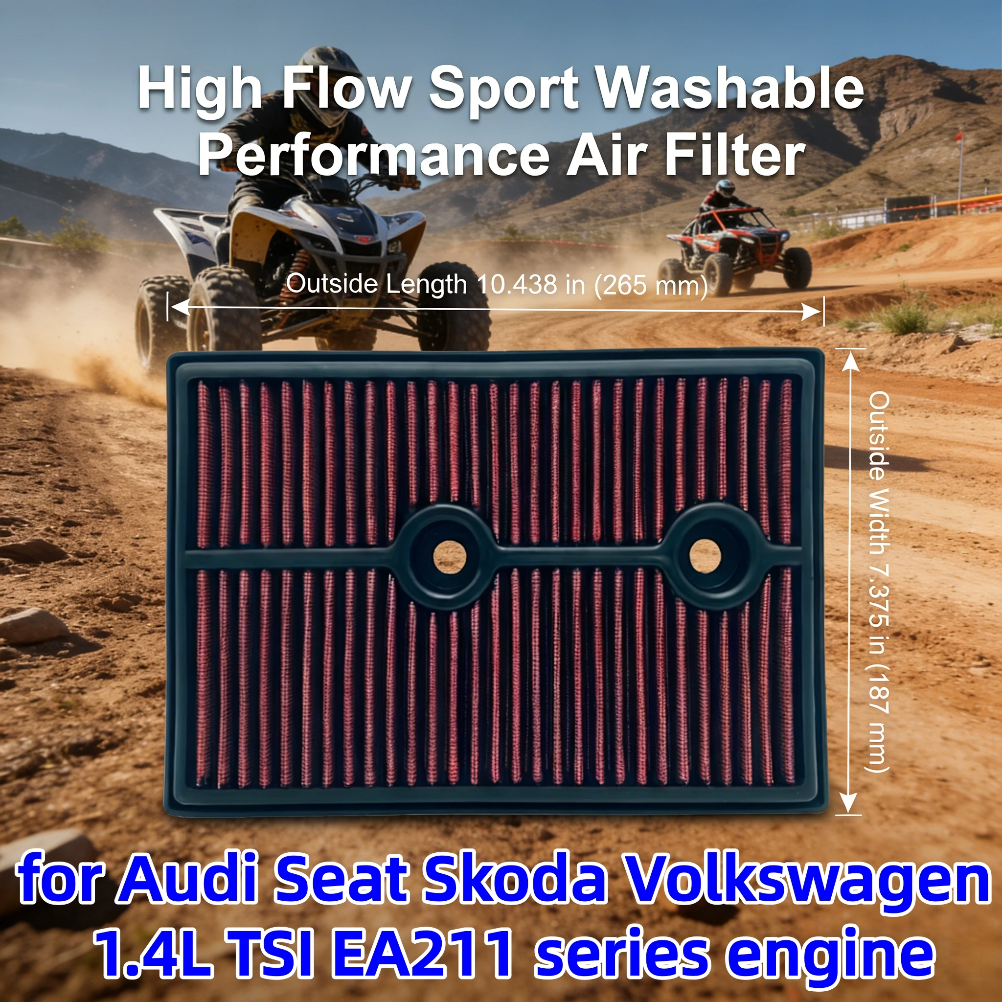

High Flow Sport Air Filter for Audi Seat Skoda Volkswagen 1.4L TSI EA211 series engine Washable Racing Intake 33-3004 04E129620
