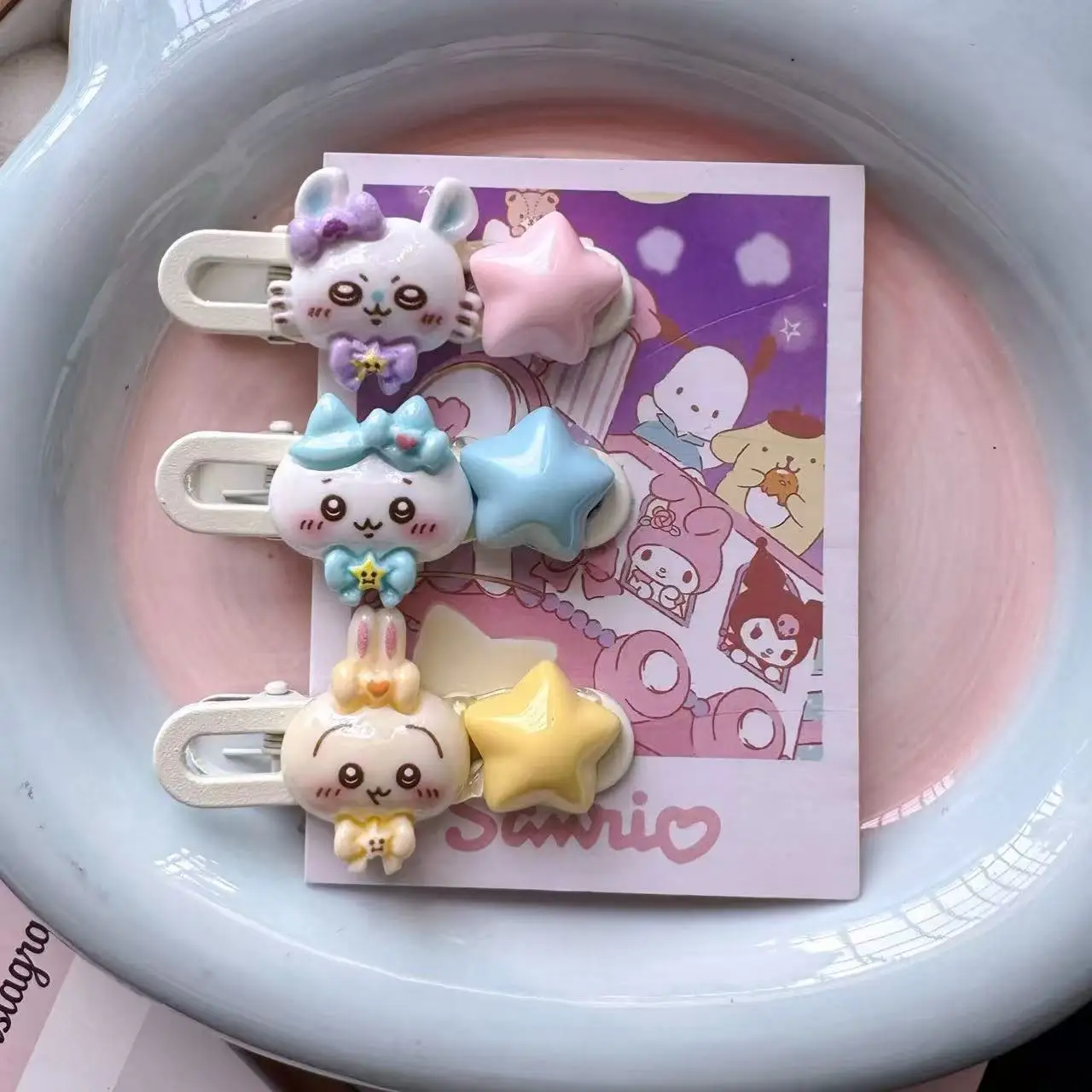 5 Stück Chiikawa Cartoon Süße Haarspangen für Mädchen, Seitenfransen-Frisur Accessoire, Hachiware Usagi für Alle Haartypen, Neue Haarklammern – Detail 7