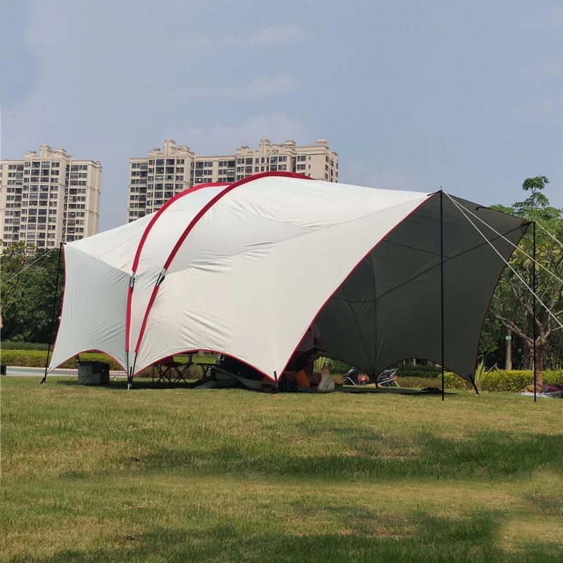 Double Frame Rods Outdoor Sunshade Awning, Anti-Ultraviolet, Super Large, Habi Military Tent, Canopy Beach, Living Room Cooking