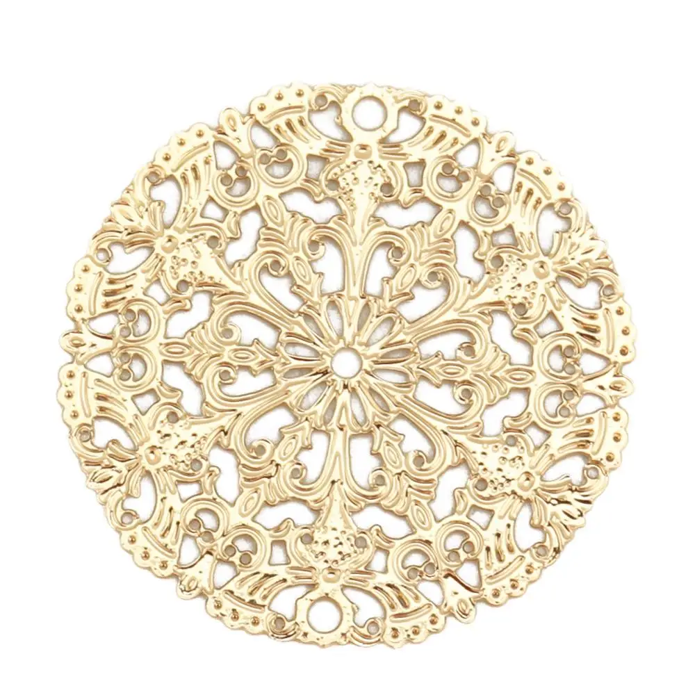 DoreenBeads Iron/Copper Alloy Filigree Stamping Connectors Round Silver Color/Gold Color DIY Making Jewelry Gifts 25mm Dia,10PCs