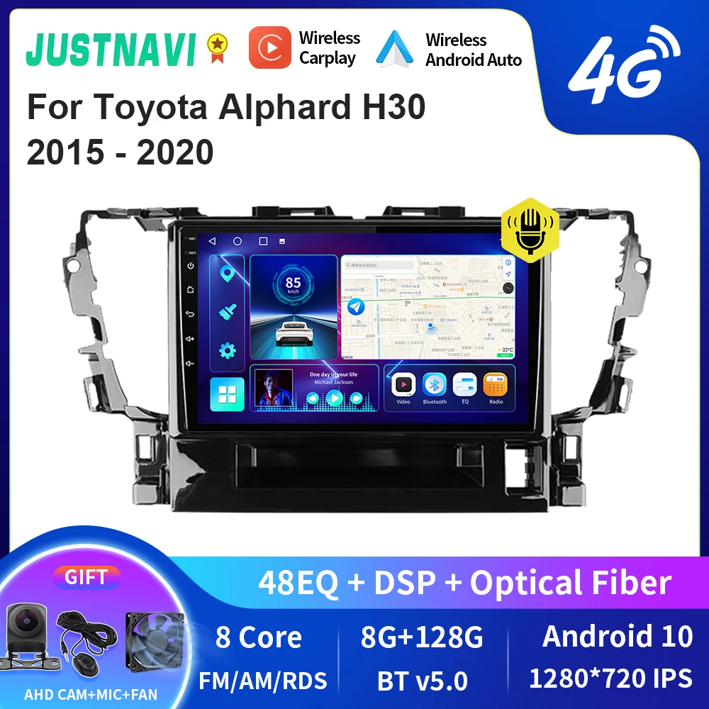 

JUSTNAVI QT10 Wireless CarPlay Android Auto Radio For Toyota Alphard H30 2015 - 2020 Stereo Car Multimedia Video Player GPS DSP