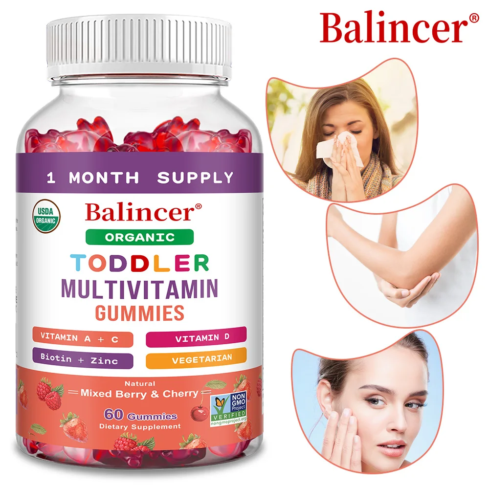 Kids Multivitamin Gummies, Kids Vitamins with Vitamin C, D, E & Zinc for Immune Support, Childrens Gummy Vitamins, Fruit Flavors
