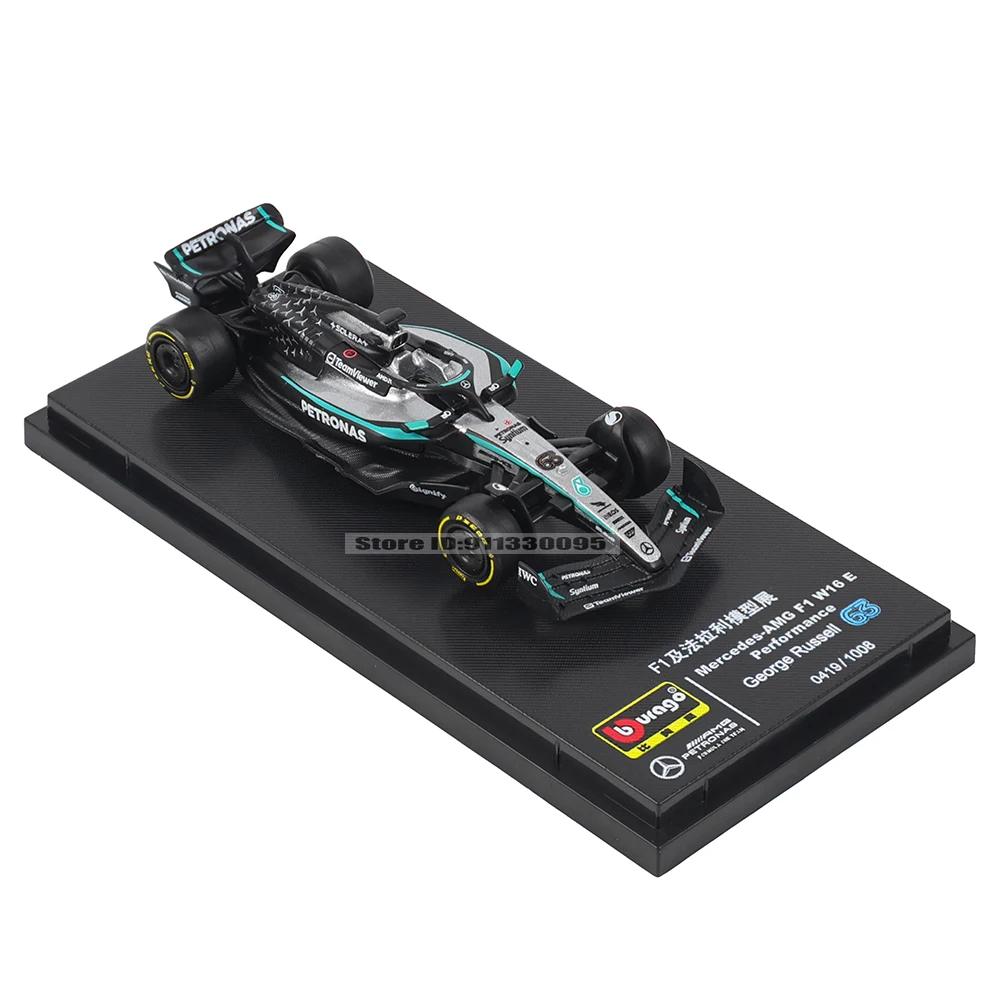 ببوراغو 1:64 2025 F1 MCL39 # 81 أوسكار بيستري W16 # 63 جورج راسل RB21 # 1 لعبة مجسمة سيارة من سبيكة Verstappen SF25 مع أكريليك #3