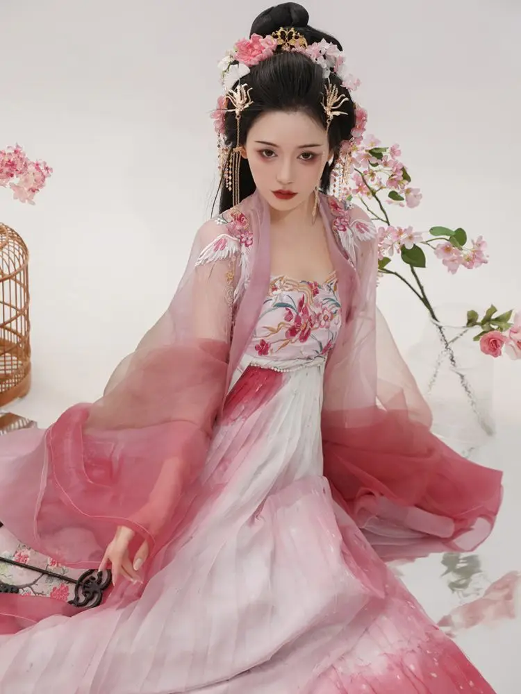 

A spring and summer set of Han-style Tang-style "La Fei" new Tang-style checkered embroidered long-sleeved shirts