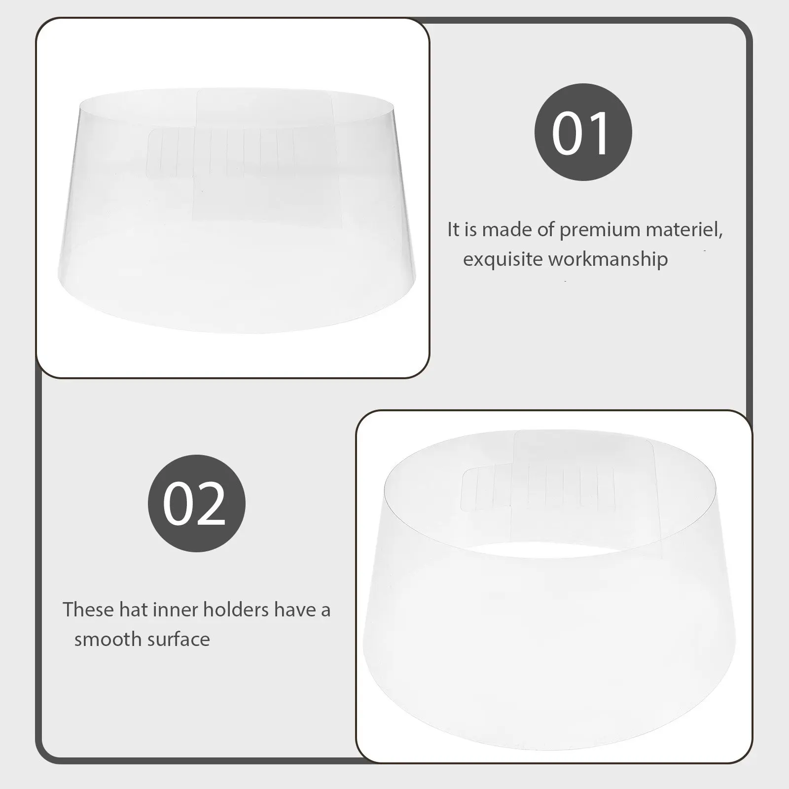 24Pcs Hat Form Inserts Plastic Adjustable Buckle Support for Bucket Baseball Straw Fedora Travel Display Storage