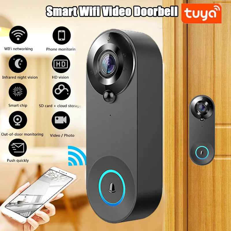 Campainha de vídeo remoto sem fio, vídeo caseiro, interfone de voz, Wi-Fi, Smart Home, Tuya, W3