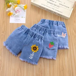 Children's denim Shorts summer 2022 New girls' outerwear hot pants Little girls' medium pants Little children's five-minute pant