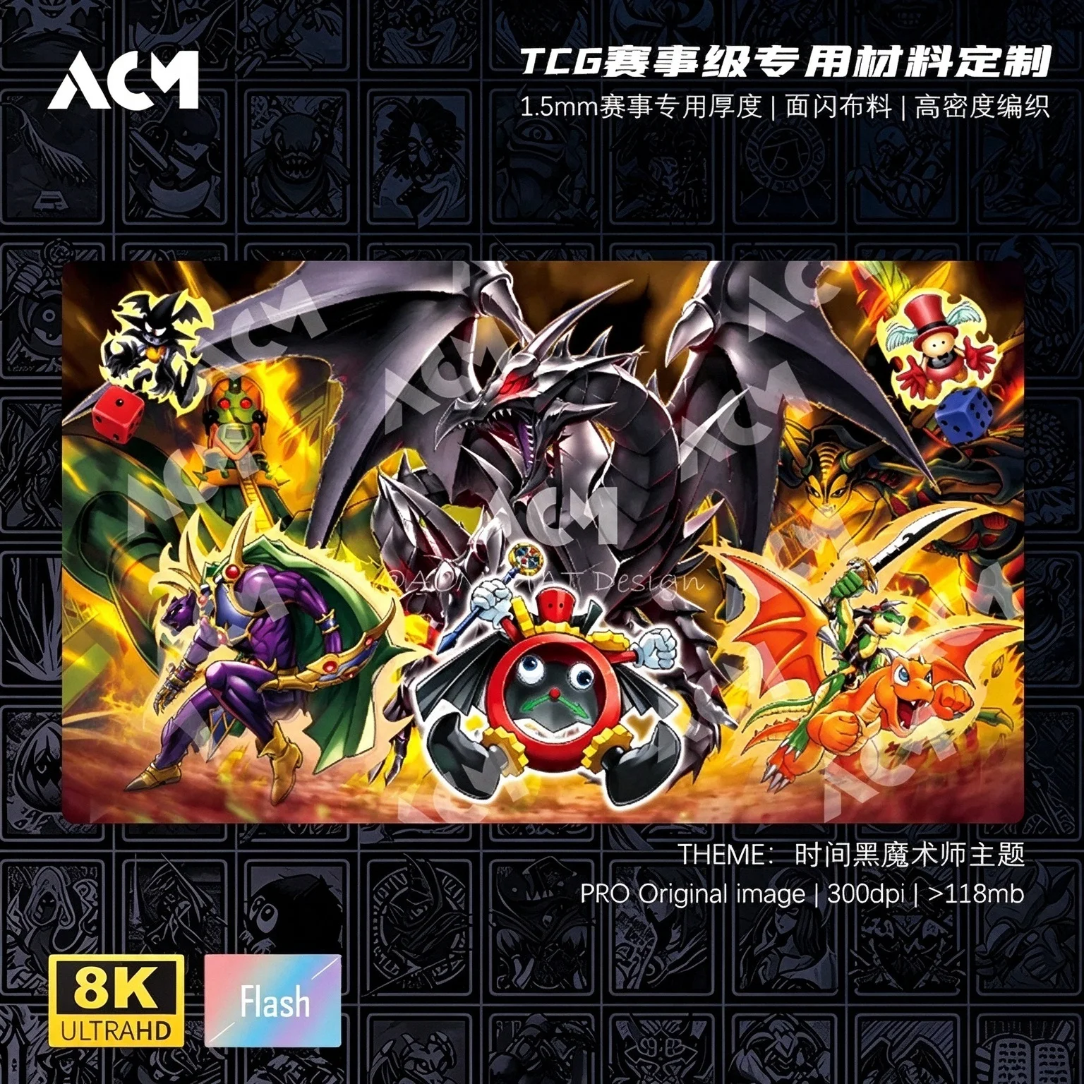 600x350mm Yu-Gi-Oh! Time Magician Flash Surface Playmat 1.5mm Seamless Edge Red Eyes Black Dragon Single Board Game Card Mat Toy