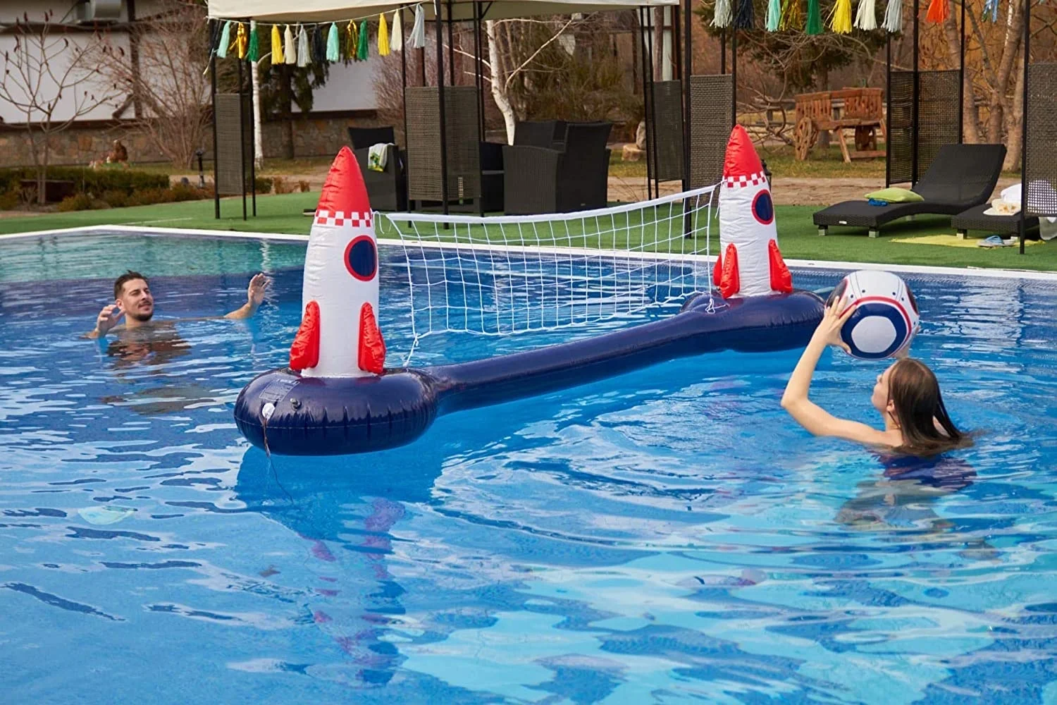 Giocattoli estivi gonfiabili per giochi d'acqua con razzo da pallavolo per piscina portatile