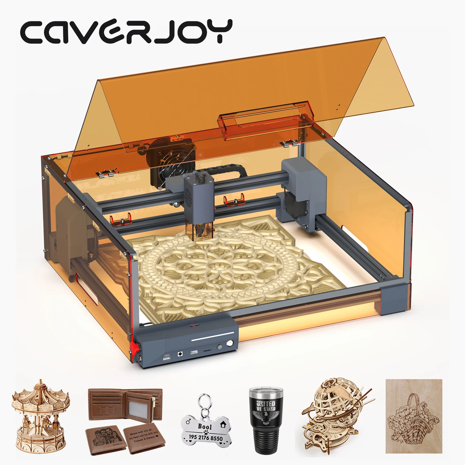 

80W DIY Laser Engraver CAVERJOY X1 5W Stainless Steel Printer USB WiFi APP CNC Wood Cutting Laser Engraving Machine